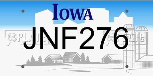 JNF276 Iowa License Plate