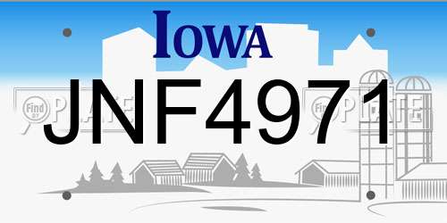 JNF4971 Iowa License Plate