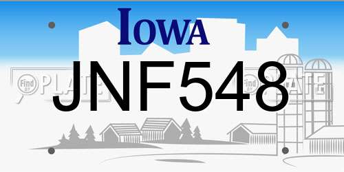 JNF548 Iowa License Plate