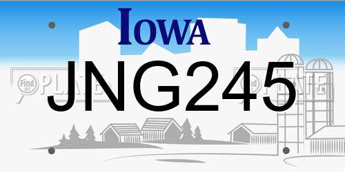 JNG245 Iowa License Plate