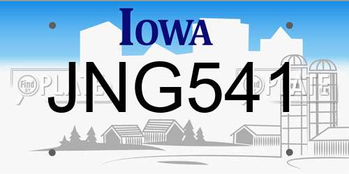 JNG541 Iowa License Plate