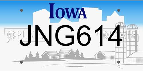 JNG614 Iowa License Plate