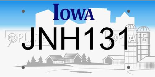 JNH131 Iowa License Plate