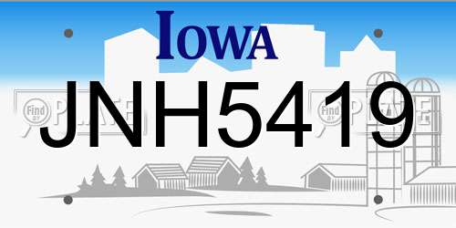 JNH5419 Iowa License Plate