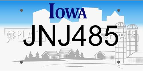 JNJ485 Iowa License Plate