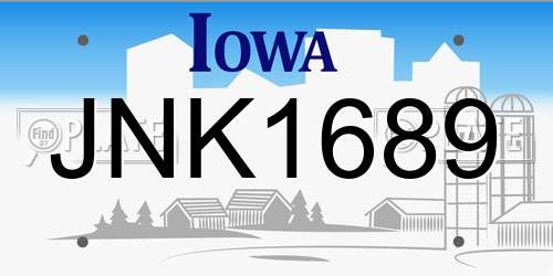 JNK1689 Iowa License Plate