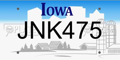 JNK475 Iowa License Plate