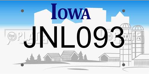 JNL093 Iowa License Plate