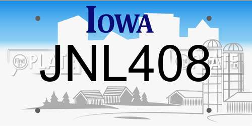 JNL408 Iowa License Plate