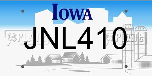JNL410 Iowa License Plate