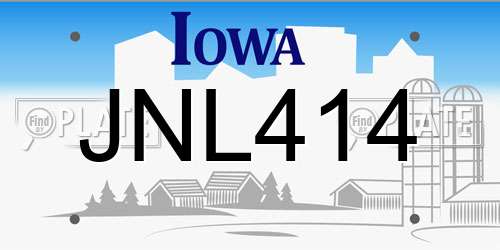 JNL414 Iowa License Plate