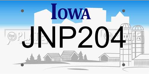 JNP204 Iowa License Plate