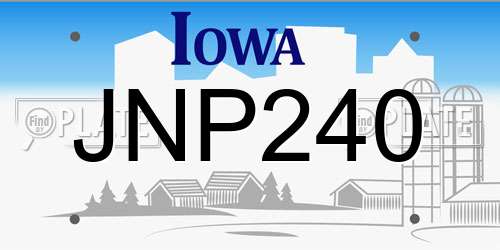 JNP240 Iowa License Plate