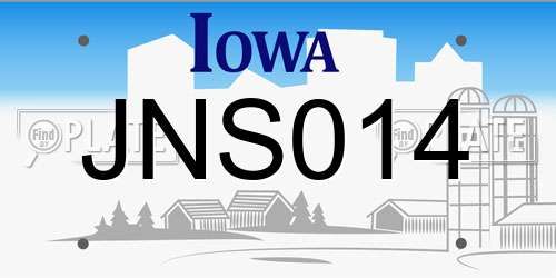 JNS014 Iowa License Plate