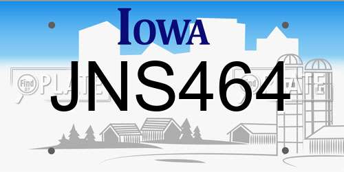 JNS464 Iowa License Plate