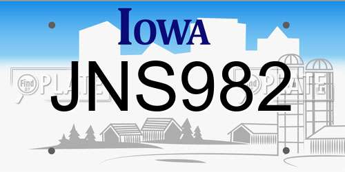 JNS982 Iowa License Plate