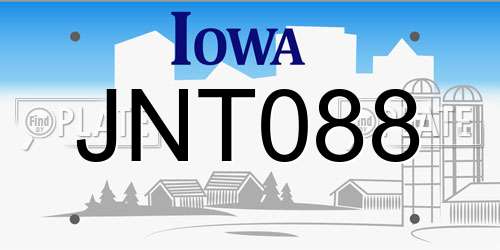 JNT088 Iowa License Plate