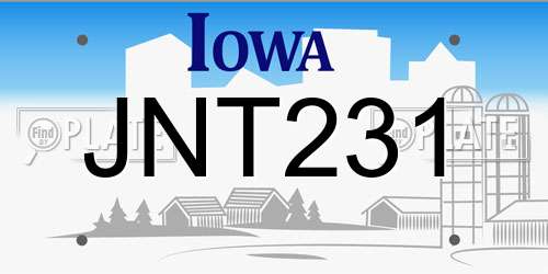 JNT231 Iowa License Plate
