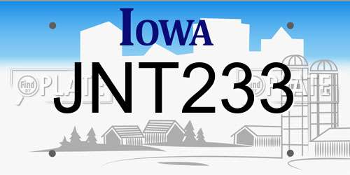 JNT233 Iowa License Plate