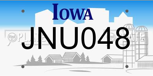 JNU048 Iowa License Plate