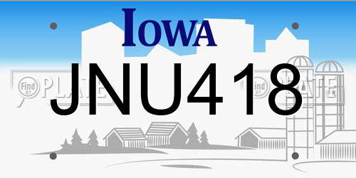 JNU418 Iowa License Plate
