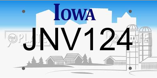 JNV124 Iowa License Plate