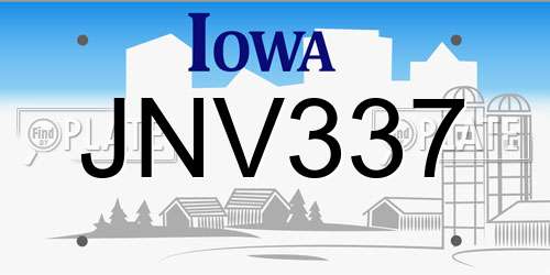 JNV337 Iowa License Plate