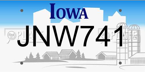 JNW741 Iowa License Plate
