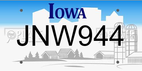 JNW944 Iowa License Plate