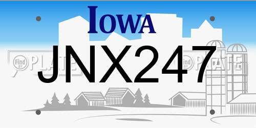 JNX247 Iowa License Plate