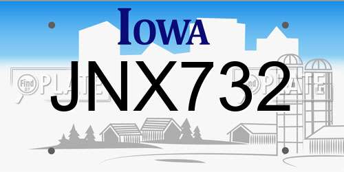 JNX732 Iowa License Plate
