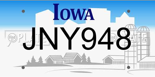 JNY948 Iowa License Plate