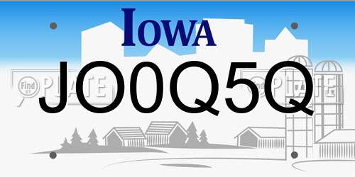 JO0Q5Q Iowa License Plate