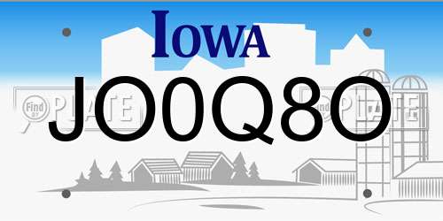 JO0Q8O Iowa License Plate