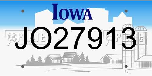 JO27913 Iowa License Plate
