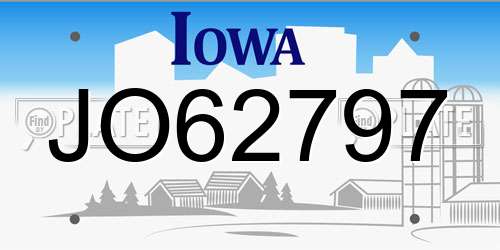 JO62797 Iowa License Plate