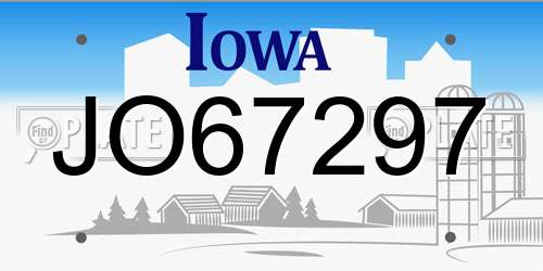 JO67297 Iowa License Plate