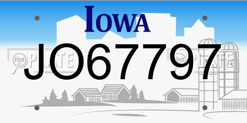 JO67797 Iowa License Plate