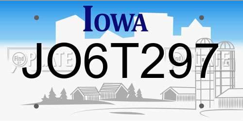 JO6T297 Iowa License Plate