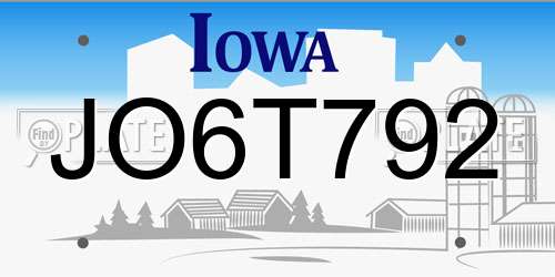 JO6T792 Iowa License Plate