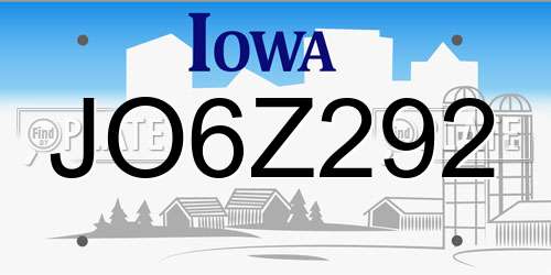 JO6Z292 Iowa License Plate
