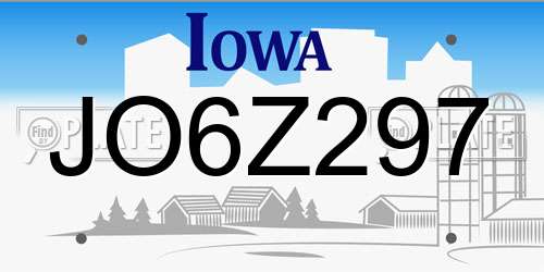 JO6Z297 Iowa License Plate