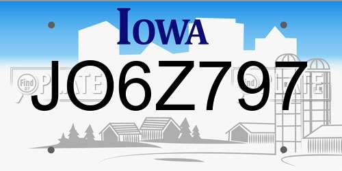 JO6Z797 Iowa License Plate