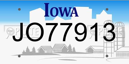JO77913 Iowa License Plate