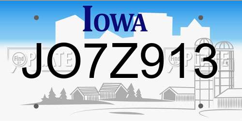 JO7Z913 Iowa License Plate
