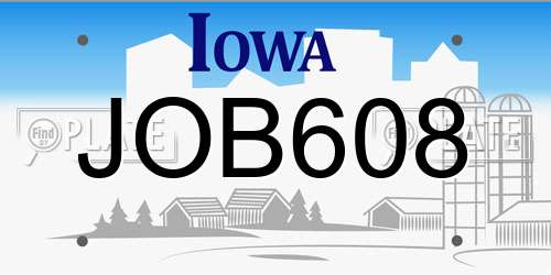 JOB608 Iowa License Plate