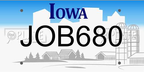 JOB680 Iowa License Plate