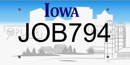 JOB794 Iowa License Plate