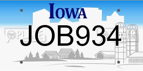 JOB934 Iowa License Plate