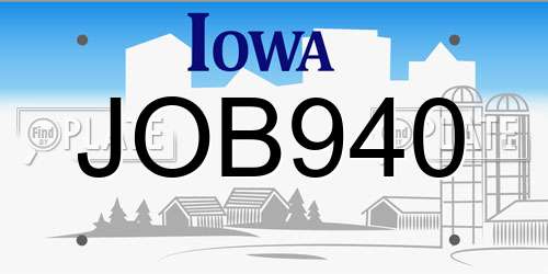 JOB940 Iowa License Plate